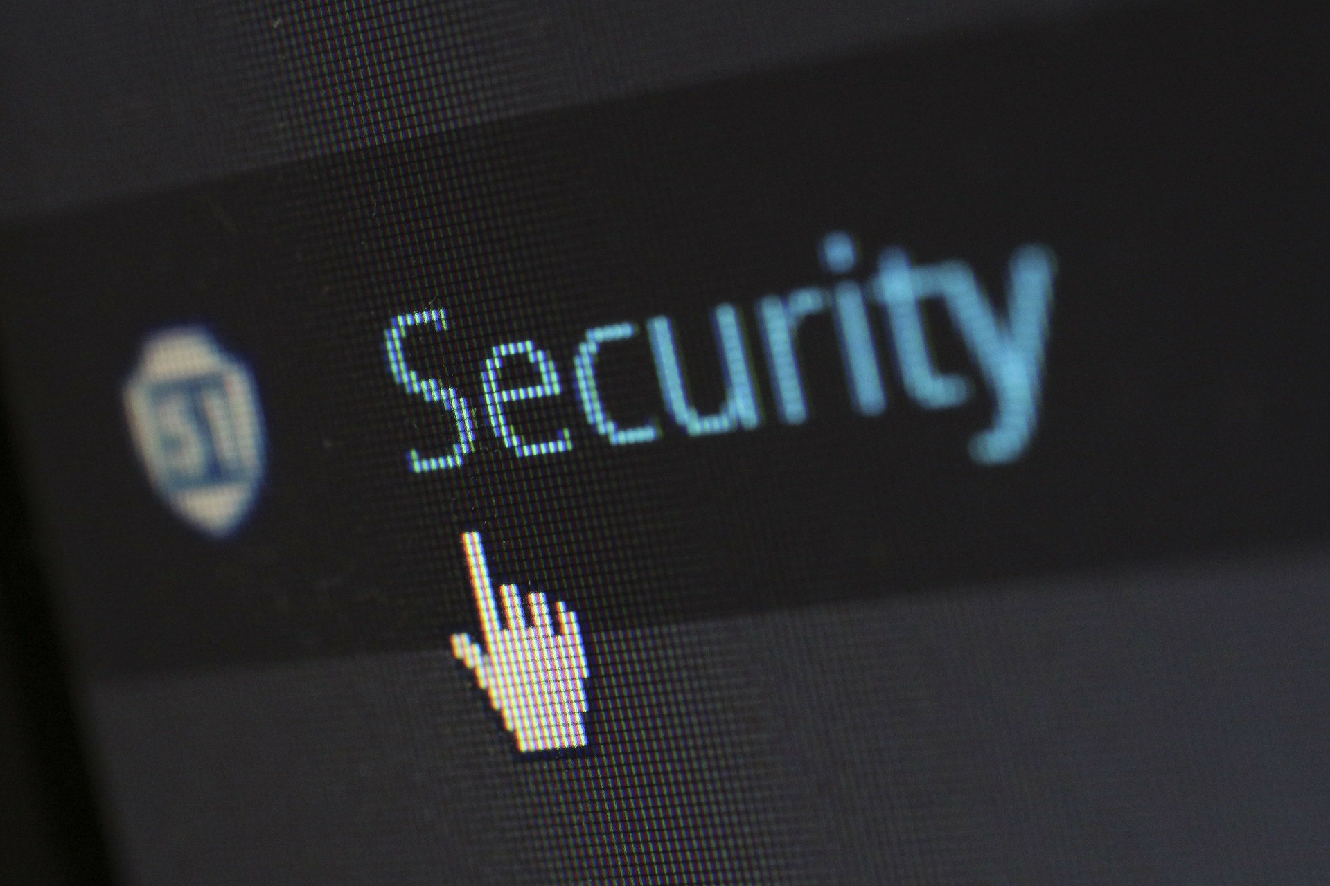 A pointer icon hovering to 'security' option