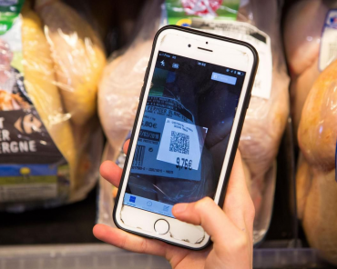 A phone scanning a QR code