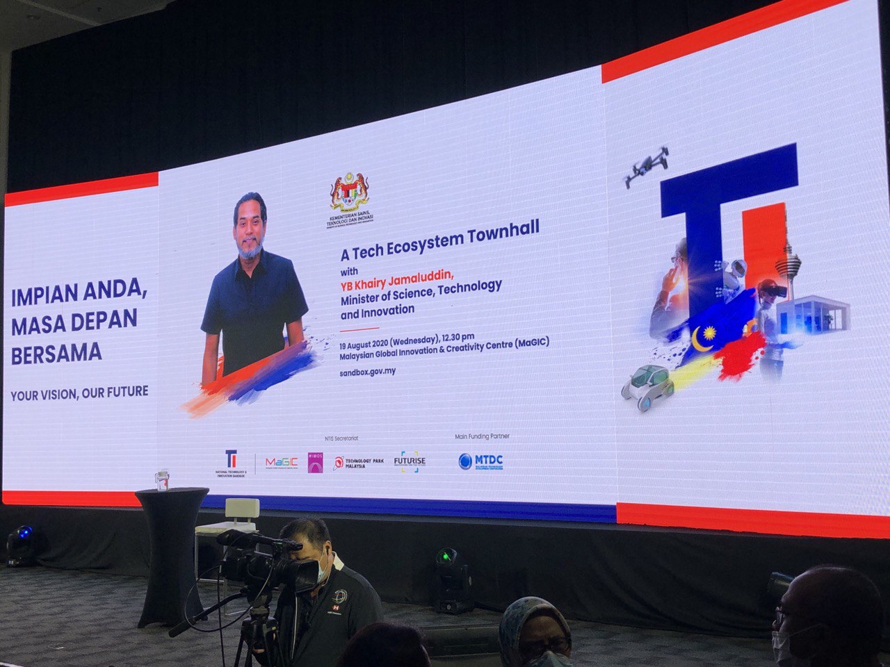 Your vision, our future. A Tech Ecosystem Townhall with YB Khairy Jamaluddin, Minister of Science, Technology and Innovation, 19 August 2020 (Wednesday), 12.30 pm, at Malaysian Global Innovation & Creativity Centre (MaGIC). sandbox.gov.my Main funding partner: MTDC